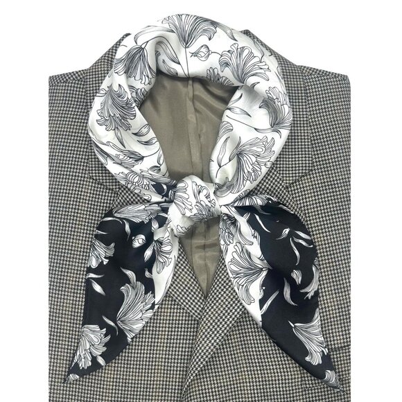 Unbranded Other - ✨Elegant Bandana Square Scarf Silky Satin Soft BLACK WHITE Floral Garden hijab